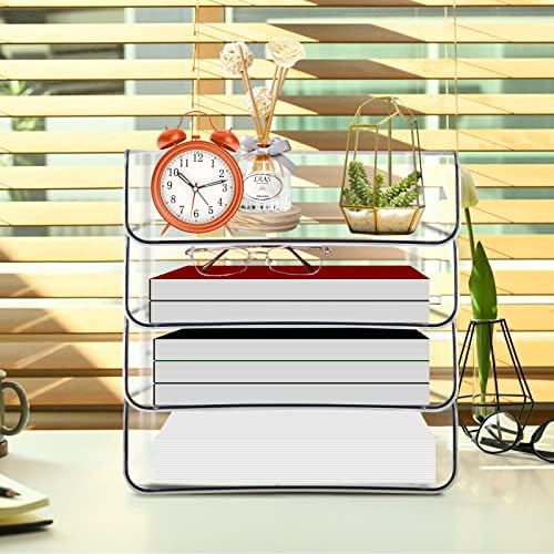 Stackable Paper Trays, 4 Tier Desk File Organizer, Document Letter Tray for Office Supplies, Magazine - Image 6