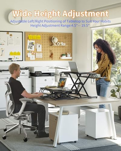 YIHAYO 32" Electric Standing Desk Converter, Adjustable Desk Riser, Black - Image 3