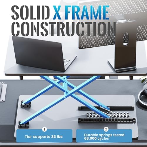 Standing Desk Converter, 25.16" × 15.75" Height Adjustable Laptop Stand for Desk, Sit Stand Monitor Stand, No Assembly Required for Home and Office Use (Black) - Image 7