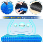 Gel Seat Cushion for Long Sitting, Super Large Gel Cushion Chair Pads for Home Office Car Seat Wheelchair, Breathable Honeycomb Pressure Relief Cushion for Sciatica, Tailbone, Coccyx & Back Hip Pain - Image 4
