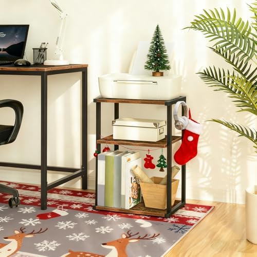 HOOBRO Mobile Printer Stand, 3-Tier Printer Cart Under Desk with Storage, Industrial Adjustable Rolling Cart, Sturdy Little Table on Wheels for Home Office BF28PS01 - Image 2
