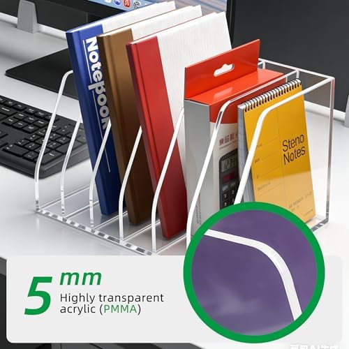 Clear Acrylic Magazine File Holder, 6 Compartment Desk Organizer - Image 5