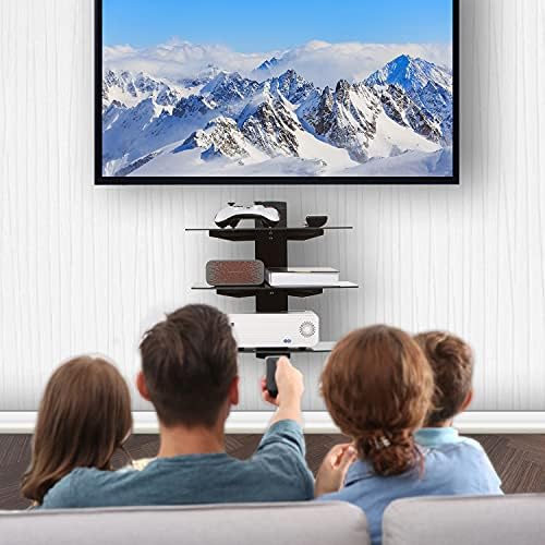 WALI 3 Tier Glass Floating TV Wall Shelf for Projector, DVD Players - Image 2