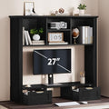 Desk Shelf with Computer Monitor Stand, 37.4''W Desktop Bookshelf by Homiflex