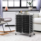 Giantex 20 Drawer Rolling Storage Cart Tools Scrapbook Paper Office School Organizer (25 x 15 x 35 Inch, Black) - Image 4