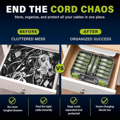 Ontel Cord Daddy Cord Organizer Case for Cables and Chargers, Tech & Electronics Organizer | Holds Cords, Cables, Chargers & Accessories | Compact Zip Case - Image 3