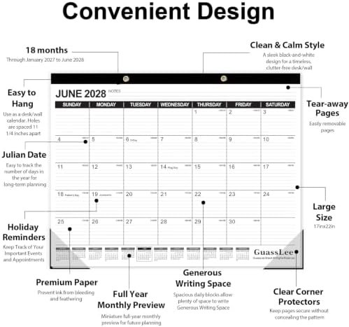 GuassLee Large Desk Calendar 2027 3 Pack, 18 Months Jan 2027–Jun 2028 - Image 3