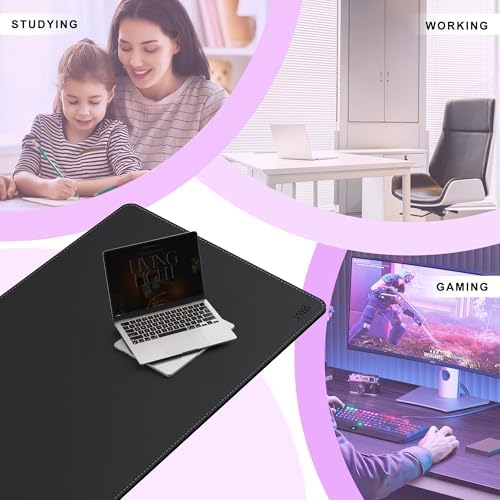VYAAA Leather Desk Mat, 51"×27.5" Large Mouse Pad, Desktop Protector for Desk, Multifunctional Keyboard Mouse Pad for Home or Office (Black) - Image 4