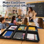 gisgfim 12 Pack Letter Size Stackable Paper Trays for Classroom, Black - Image 5