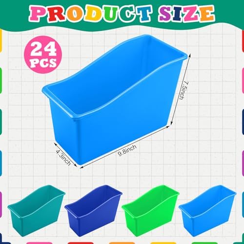 Jinei 24 Pack Book Bins for Classroom with Name Labels, Blue and Green - Image 3