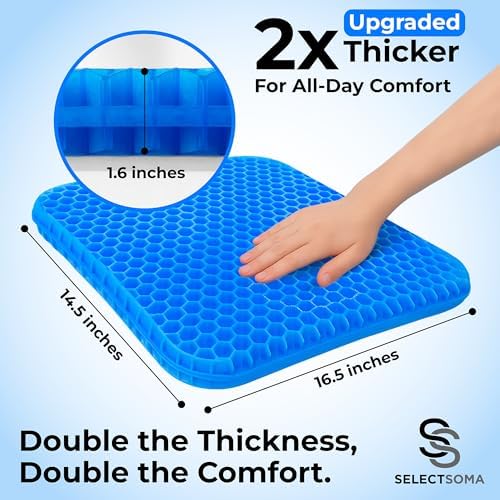 Gel Seat Cushion for Long Sitting, Pressure Relief for Tailbone and Back - Image 4