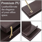 Leather Desk Set, 13-Piece All-in-One – Executive Desk Accessories & Office Supplies,Desk Organizer with Desk Pad & Blotter, 2-Tier Letter Tray, Luxury Office Desk Decor & Boss Gifts (Brown) - Image 4