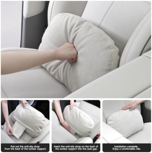 Lumbar Pillow for Car, 2 Pack Lower Back Support (Off-White) - Image 4
