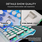 RK ROYAL KLUDGE S108 Typewriter Gaming Keyboard, Retro RGB Mechanical Keyboard, Full Size Wired Keyboards with Number Pad and Detachable Wrist Rest, Round Keycaps, Clicky Blue Switches White - Image 3
