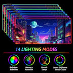 AIMSA RGB Gaming Mouse Pad, Large Mousepad with 14 Led Light Modes, Keyboard Pad Gaming Accessories for Desk, Non-Slip Rubber Base Mouse Mat for Gamer, Modern Urban Night Scene - Image 4