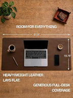 Genuine Leather Desk Pad, Office Desk Mat, Large Desk Blotter, Desk Protector, and Mouse Pad – 31.5" x 15.75" (1.8-2.0 mm) Luggage, Waterproof, Premium Quality for Desk Surface Protection and Comfort - Image 4