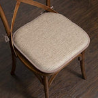 Sweet Home Collection Chair Cushion Memory Foam Pads with Ties Honeycomb Pattern Slip Non Skid Rubber Back Rounded Square 16" x 16" Seat Cover, 4 Pack, Cameron Beige Brown - Image 3