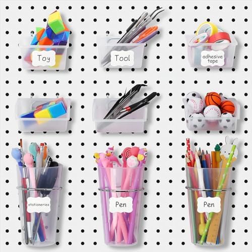 95-Piece Pegboard Accessories Set with Hooks, Cups, Wire Shelf, Tissue Box, Clothes Board for Garage, Workshop (Clear) - Image 5