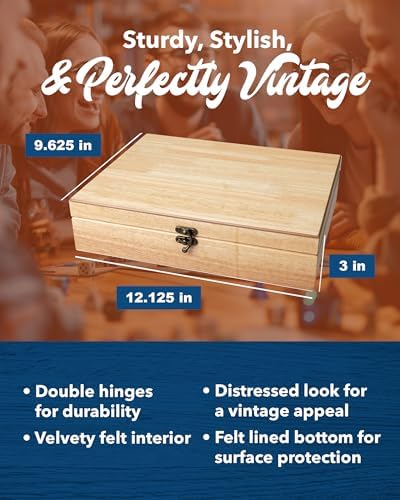 WE Games Old World Wooden Box with Brass Latch – Vintage-Style Wooden Keepsake Box for Jewelry & Trinket Storage, Natural Wood Finish - Image 3