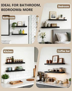 WALI Floating Shelves for Wall, 2 Tier Bathroom Storage Shelf Over Toilet, for Bedroom Bookshelf, Living Room Decor, Kitchen, Nursery, Laundry, Soundbar Floating Shelf Mount Under TV (CS102L), Black - Image 3