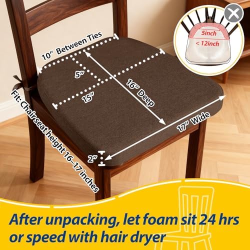 AAAAAcessories Chair Cushions for Dining Chairs, 17 x 16 x 2 in, Set of 2 - Image 2
