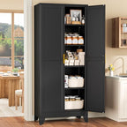 Black Pantry Storage Cabinet, 71" Metal Kitchen Pantry Storage by RISTERN
