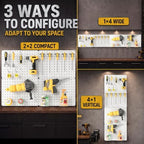 Pegboard Organizer Kit,4 Pack 14.76x10.82 in Metal Panels with 6 Bins,White - Image 5