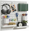 Keepo Peg Board Wall Organizer – Plastic Pegboard Panels, Modular Peg Board Storage System For Home Office, Craft Room, Gaming Setup (White, 22″×22″) by Keepo