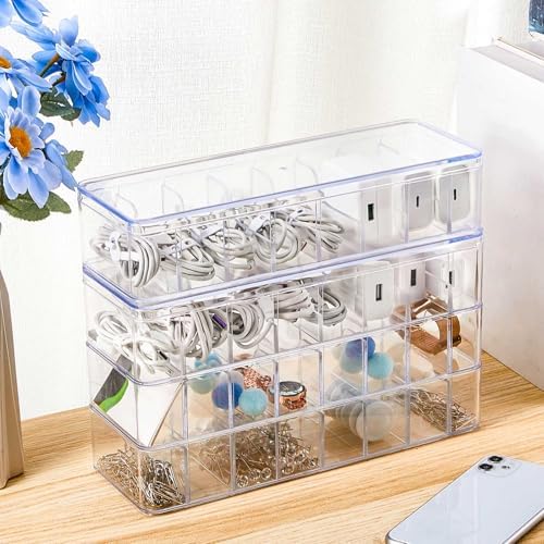 Tatuo Cord Organizer Box with Lid, Clear, 6 Pack - Image 4