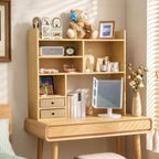 deli Desktop Bookshelf, High-Capacity Desk Hutch Organizer, Natural - Image 4