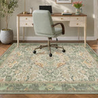 JTJ 5x6 Office Rug, Sage Green Botanical, Washable Non Slip by JTJ