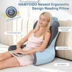 22" XL Reading Pillow Sitting in Bed,Back Support & Armrests(Grey & Blue) - Image 2