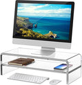 Egchi Acrylic Monitor Stand,2 Tiers Computer Monitor Riser(18x8x5.5 inches),Computer Stand/Monitor Riser for Office,School,Home,Laptop Stand Desktop Stand for Keyboard Storage&Printer TV Screen by Egchi