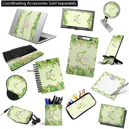 Personalized Tropical Leaves Border Red Mahogany Sticky Note Holder - Image 4