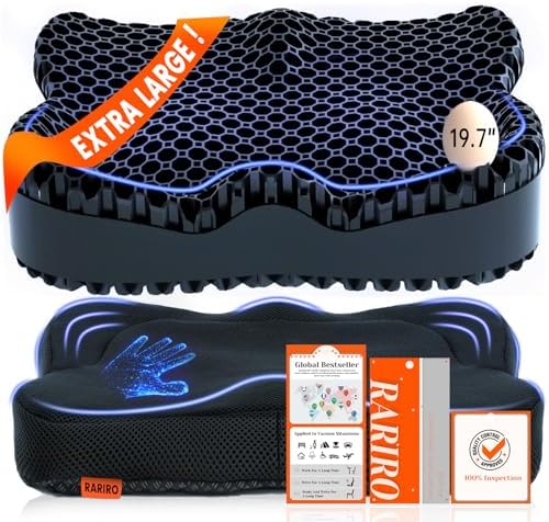 Breathable Honeycomb Gel Seat Cushion, Pressure Relief Cushion Long Sitting by RARIRO