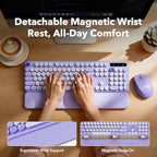 Wireless Keyboard Mouse Combo, Purple, Round Keycaps, Magnetic Wrist Rest - Image 2