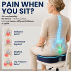 5 STARS UNITED Seat Cushion - Memory Foam Chair Cushion for Tailbone Pain Relief - Ergonomic Support for Coccyx, Sciatica & Butt - Office, Desk & Gaming Chair, Car Seat, Wheelchair, Airplane, Blue - Image 2