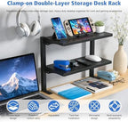 2-Tier Clamp-On Desk Shelf Organizer, Steel 16in Desk Shelf, Large - Image 6