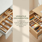 Bamboo Drawer Organizer with Removable Dividers, Fits Kitchens, Bathrooms, Desk, Utensil, Makeup (Natural, S) - Image 2