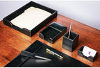 Dacasso 6 Piece Black Bonded Leather Luxury Desk Accessory Set - Desk Pad & Organization Essentials - Image 3