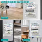 5-Tier Magnetic File Organizer, No Drilling Installation, White Magnetic Paper Holder, Magazine Rack for Refrigerator and File Cabinets - Image 5