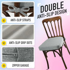 SUNROX Cooling Gel Memory Foam Chair Cushions, 2.6" Thick U-Shaped Dual-Layer Comfort Dining Chair Pads, Non Slip Seat Cushion with Ties for Indoor Kitchen Office 17"x16" Set of 4, Heather Grey - Image 6