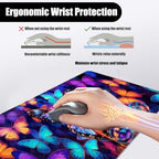 Mouse Pad,Large Desk Mat Set, 4in1 XL Mousepad + Keyboard Wrist Rest+Mouse Wrist Rest+Coaster with Ergonomic Desk Pad for Home Office Table Computer Cover -Colorful Butterfly - Image 5