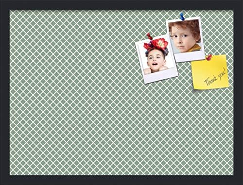 PinPix 23x17 inch Cork Bulletin Board. This Decorative Framed Pin Board Comes with Diamond Pattern in Nile Green Design and Satin Black. Ideal for Home, Office Decor or School (PinPix-380) by PinPixBulletinBoards