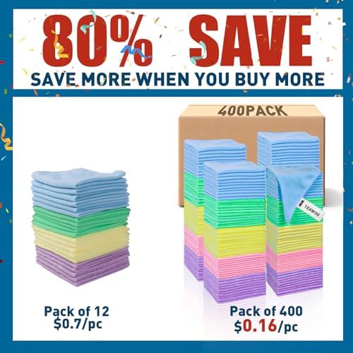 TEAWOO Microfiber Towels Bulk-400 Pack, Cleaning Cloths - Image 2