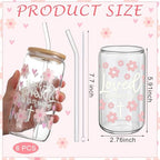 6 Set Christian Glass Cups with Lids and Straw Bible Verse 16 oz - Image 3
