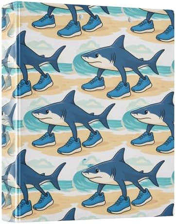 ALAZA Italian Brainrot Meme Tralalero Tralala Shark 5 3 Ring Binder 1.5 Inch Three Ring Office Binders w/clipboard & 3 Pockets, Hold 200 Sheets, 2 pcs by ALAZA