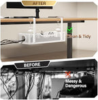 [Upgraded] 2 Pack Under Desk Cable Management Tray, Cinati Cord Organizers for Table Thickness up to 3", 16" Wire Organization with Clamp No Drill, Cable Management Box for Office - No Damage to Desk - Image 4