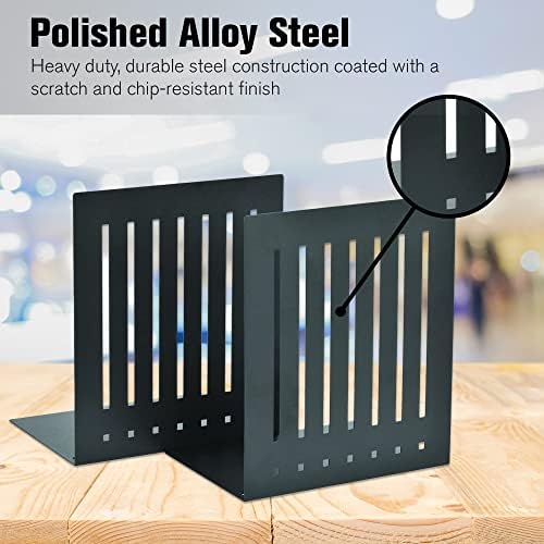 STEELMASTER by BankSupplies 6-Inch Heavy Duty Bookends | Scratch Resistant Finish | Heavy Gauge Material | Non-Slip Padded Base Protection | For Office, Bookshelves, Binders & Books - Image 2