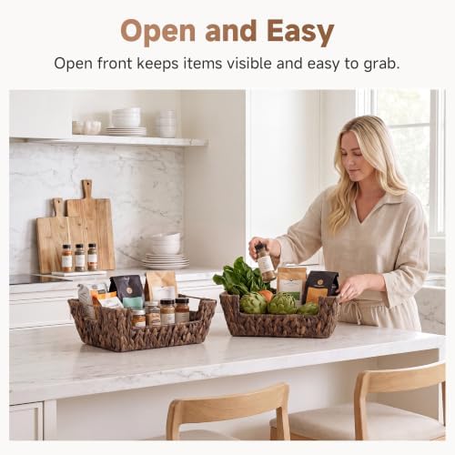 StorageWorks Pantry Baskets for Organizing, Hyacinth Wicker Storage Baskets - Image 4